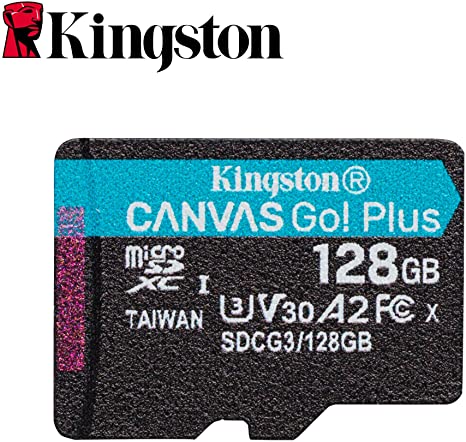 Kingston 128GB microSDXC Canvas Go Plus 170MB/s Read UHS-I, C10, U3, V30, A2/A1 Memory Card   Adapter (SDCG3/128GB)