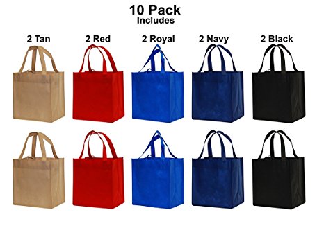 Earthwise Reusable Grocery Bags Shopping Totes Eco Friendly ( 10 Piece Pack)