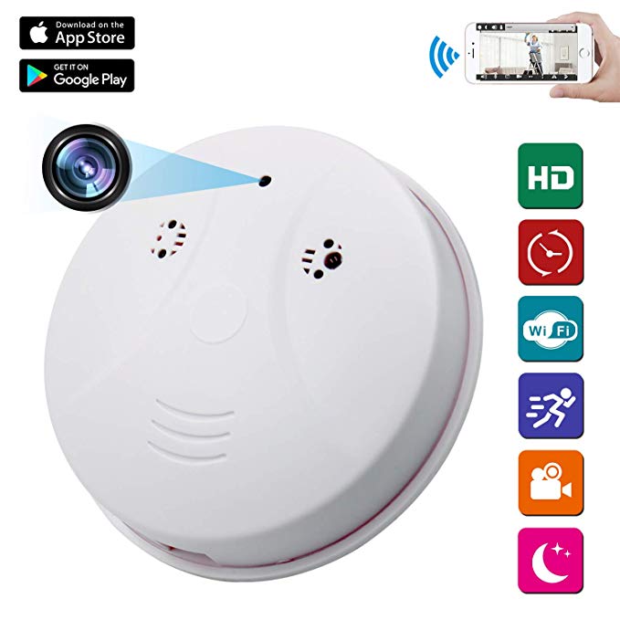 Spy Camera Wireless Hidden ZXWDDP HD 1080P Nanny Cam Baby Pet Monitor WiFi Smoke Detector Camera Motion Detection/Loop Recording/Indoor Security Monitoring Camera Support iOS/Android/PC/Mac