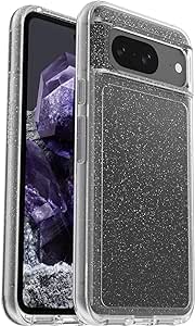 OtterBox Google Pixel 8 Symmetry Series Clear Case - STARDUST (Clear/Glitter), ultra-sleek, wireless charging compatible, raised edges protect camera & screen (ships in polybag)