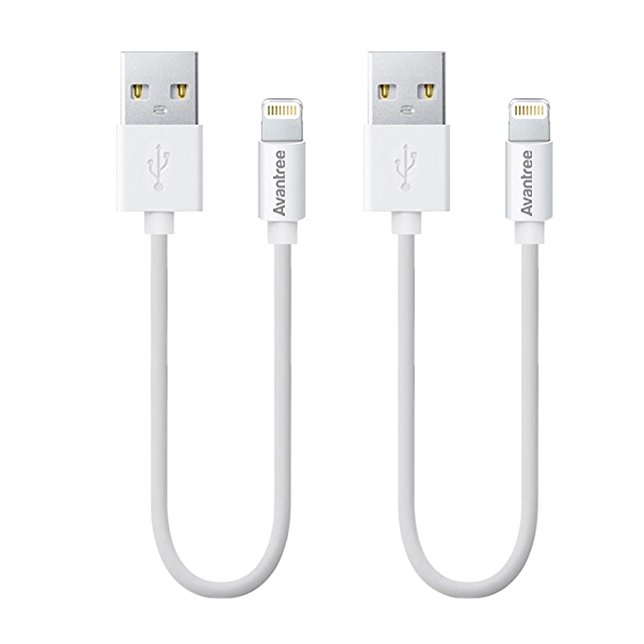 [Apple MFi Certified] Avantree 2 Pack Short Lightning Cables 1ft/14 inch for iPhone 8, x,7 6s 6 5 iPod iPad, High Speed Data Sync and Charge Cable - White