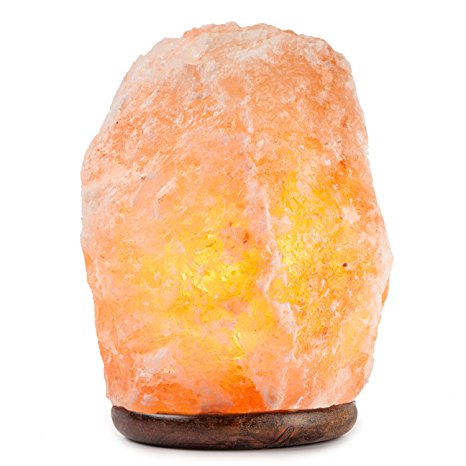 Hemingweigh Himalayan Glow Hand Carved Natural Crystal Himalayan Salt Lamp With Genuine Wood Base 8 to 10 Inch Lamp, Bulb And On and Off Switch 8 to 10 Inch, 7 to 13 lbs.