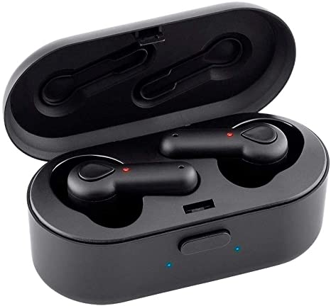 Monoprice TWE-04 True Wireless Earphones Bluetooth 5, IPX4, with Up to 35hrs of Backup Power Portable Charging Case, Perfect for Running, Jogging, Hiking, Yoga, Exercises, Gym, Fitness, Traveling