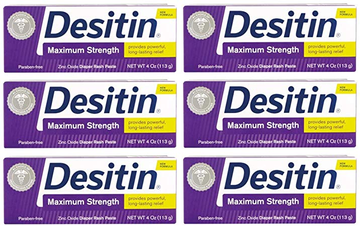Desitin Maximum Strength Diaper Rash Paste 4 oz tube (Pack of 6)