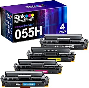 E-Z Ink Compatible Toner Cartridge Replacement for Canon 055 055H High Capacity Toner Cartridge for Canon Color ImageCLASS MF743Cdw MF741Cdw MF746Cdw MF743 Printer (Black Cyan Magenta Yellow, 4-Pack)