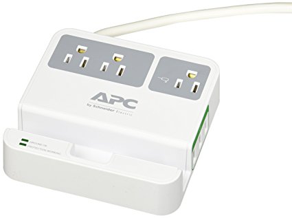 APC P3U3 Essential SurgeArrest, 3 Outlets, 3 USB Charging Ports, 120V