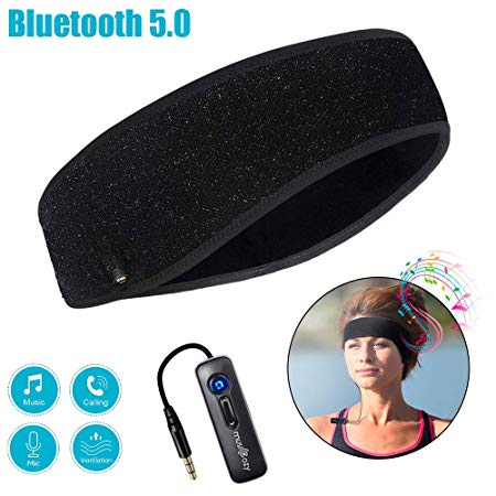 Bluetooth Headband Sleep Headphones Wireless Bluetooth 5.0 Music Sports Headband Headphone for Jogging,Yoga,Riding,Air Travelling (Black)