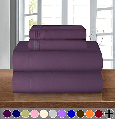 1500 Series ULTRA SILKY SOFT LUXURY 4 pc Sheet set, Deep Pocket Up to 16" - Wrinkle Resistant - All Size and Colors , Full Purple