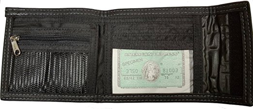 Mens Soft Faux Black Leather Folding Wallet Black Trifold Slim Bifold Card Coin Purse Clear Panel Driving Licence Holder