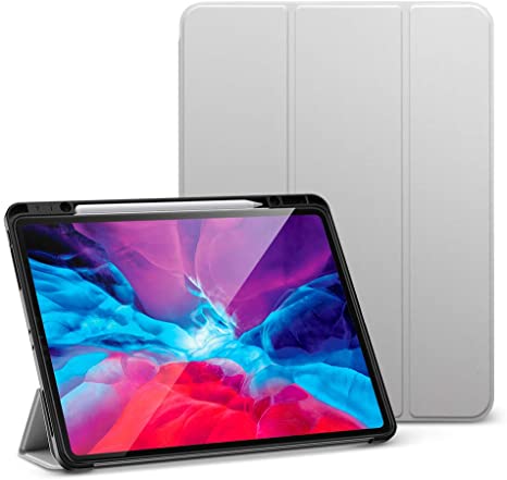 ESR for iPad Pro 12.9" Case 2020 & 2018 with Pencil Holder, Rebound Pencil iPad Case with Soft Flexible TPU Back Cover, Auto Sleep/Wake, and Multiple Viewing Stand Modes - Gray