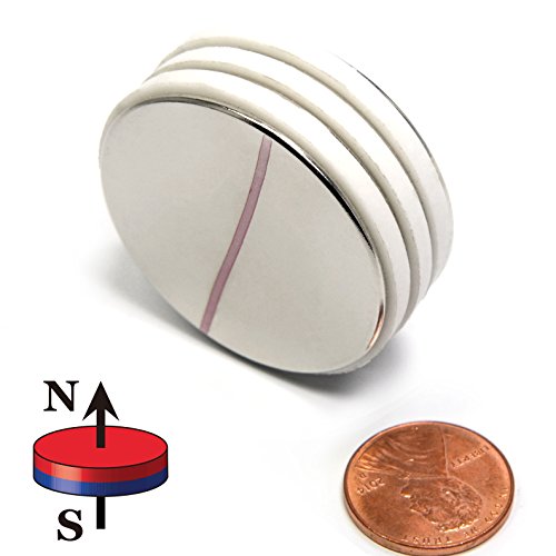 N45 Disc Neodymium Magnet Dia 1.5” X 1/16” NdFeB Rare Earth 4-count