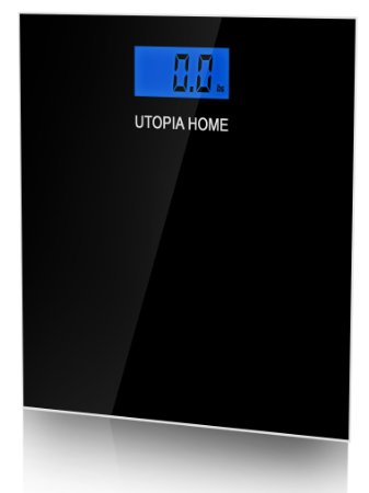 Digital Glass Bathroom Scale Black - Ultra Slim Tempered Glass - By Utopia Home