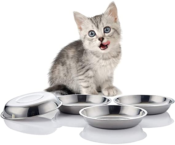 VENTION Global Wansheng Cat Food Dish, Whisker Relief Cat Bowls, Stainless Steel Pet Bowls, Shallow Cat Dish, Dog Food Bowls, 10-42 Oz