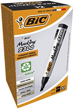 BIC Marking 2300 ECOlutions Permanent Markers - Black, Box of 12