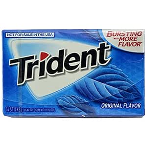 Trident Original Flavor Sugar Free Chewing Gum, 14 Sticks, Blue, 26 g (Pack of 14)