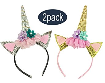 Unicorn Horn Headband Flowers Ears Headbands for Party Decoration or Cosplay Costume