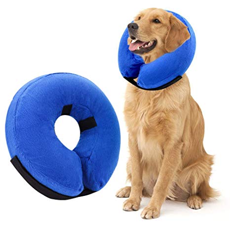 AhlsenL Inflatable Comfy Cone for Dogs Cats Protective Soft Pet Recovery Collar After Surgery Prevent Dogs from Biting & Scratching