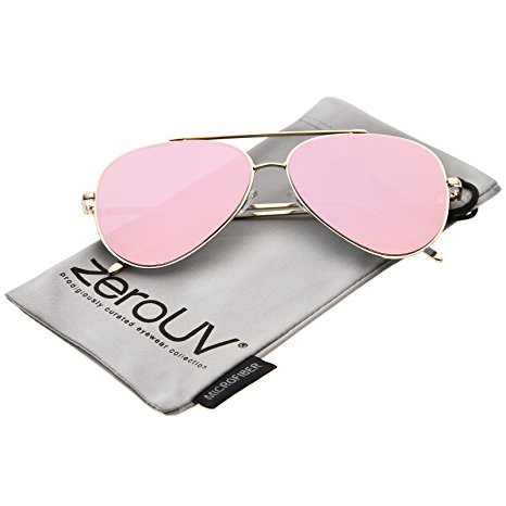 zeroUV - Mod Fashion Teardrop Rimless Mirror Flat Lens Metal Frame Aviator Sunglasses 58mm