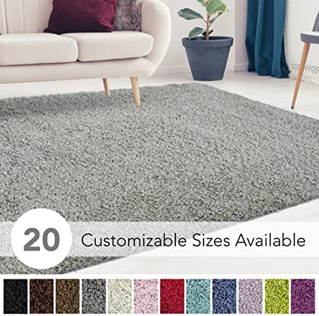 iCustomRug Cozy and Super Soft Plush Solid Shag Rug Ideal to Enhance Your Living Room and Bedroom Decor in 16 Colors / 20 Custom Sizes 9' X 12' Grey