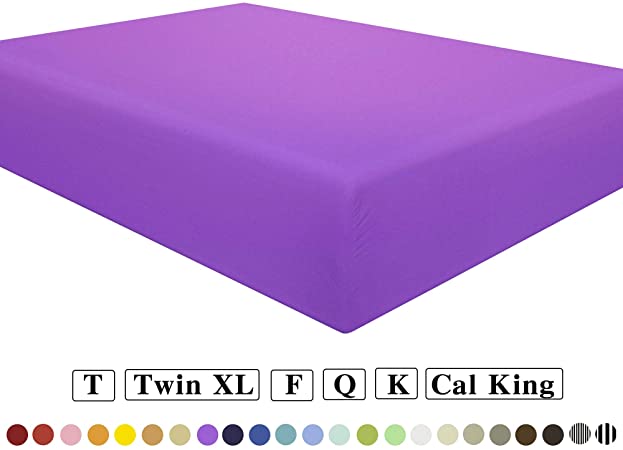 NTBAY Microfiber Twin Fitted Sheet, Wrinkle, Fade, Stain Resistant Deep Pocket Bed Sheet, Purple