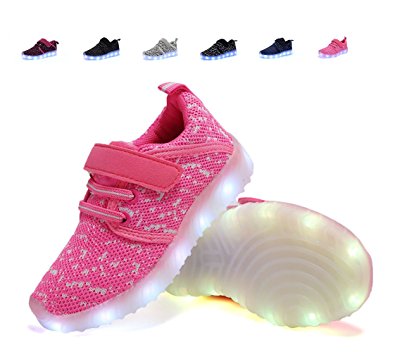 Nishiguang LED Light Up Shoes Kids Girls Boys Breathable Flashing Slip-On Sneakers (Toddler/Little Kid/Big Kid)