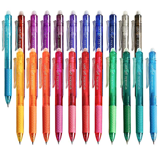 Erasable Gel Pens, 22 Colors Lineon Retractable Erasable Pens Clicker, Fine Point, Make Mistakes Disappear, Assorted Color Inks for Drawing Writing Planner and Crossword Puzzles