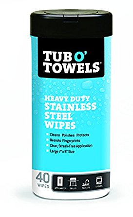 Tub O Towels TW40-SS Stainless Steel Wipes for Cleaning, Polishing, and Protecting (Tub of 40 Wipes)