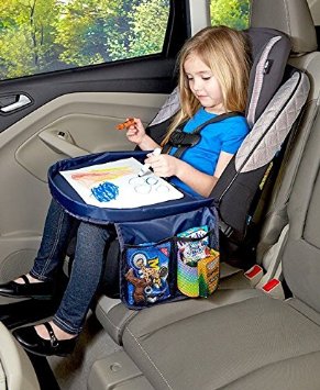 Travel Tray Car Seat Play Tray  - Includes 2 Attached Side Pouches - LIFETIME WARRANTY
