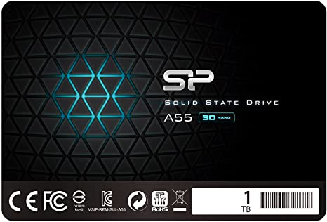 Silicon Power-1TB SSD 3D NAND A55 SLC Cache Performance Boost SATA III 2.5" 7mm (0.28") Internal Solid State Drive