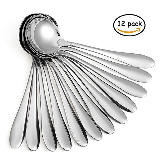 Eslite Large Soup Spoons/Stainless Steel Bouillion Spoons,12-Piece,7.7 Inches