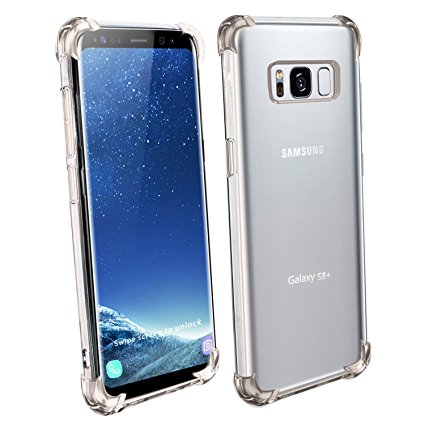 Galaxy S8 PLUS Case,SENQIAO Crystal Clear Slim Protection and Premium Clarity Shockproof Hybrid Scratch Resistant Back Cover TPU Raw Material Case for Galaxy S8 PLUS (S8 PLUS Matte Black)