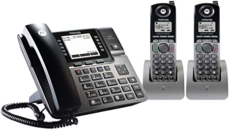 Motorola ML1002H DECT 6.0 Expandable 4-line Business Phone System with Voicemail, Digital Receptionist and Music on Hold, Black, 2 Handsets