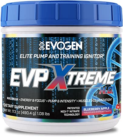 Evogen EVP Xtreme Blueberry Apple Pre-Workout Powder | Arginine Nitrate, Beta-Alanine, Citrulline Pre-Workout, Nitric Oxide, Nootropics, Focus | 40 Servings