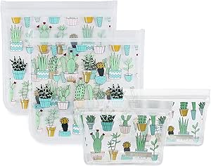 Full Circle ZipTuck Resuable Bags, Sandwich Set and Snack Set, Cactus Party, Set of 4