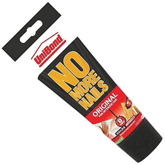 UniBond No More Nails Original, Heavy-Duty Mounting Adhesive, Strong Glue for Wood, Ceramic, Metal & More, White Instant Grab Adhesive, 1 x 234 g Tube