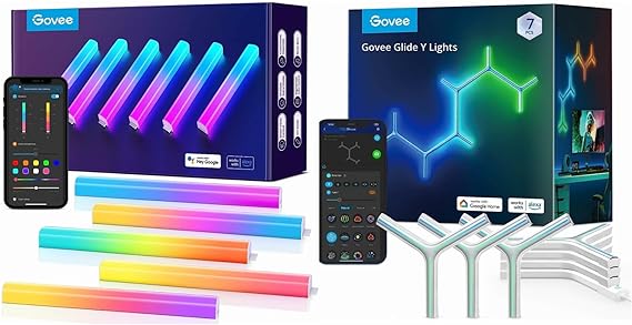 Govee Product Image Glide LED Wall Lights, RGBIC Wall Lights Bundle Glide Y Lights, RGBIC LED Gaming Lights, Smart Home Creative Decor Lights