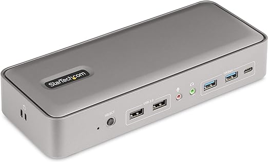 StarTech.com Dual-Laptop USB-C KVM Docking Station, Dual-Monitor 4K 60Hz DisplayPort Dock, 5x USB Hub, GbE, 90W/45W Power Delivery to Two Laptops, Windows/macOS, 2-Host KVM Dock (129UE-USBC-KVM-DOCK