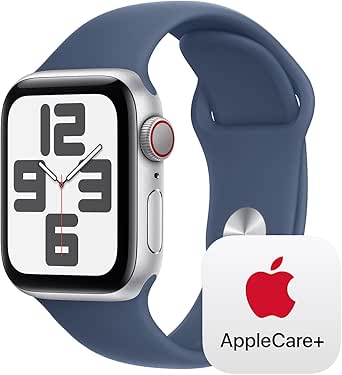 Apple Watch SE (2nd Gen) [GPS   Cellular 40mm] Smartwatch with Aluminum Case with Silver Sport Band. Fitness & Sleep Tracker, Crash Detection, Water Resistant with AppleCare  (2 Years)