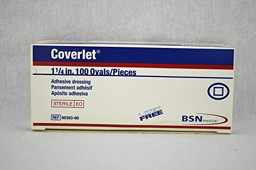 Coverlet OVAL Spots Adhesive Dressing, 1 1/4" Oval, 100/Box