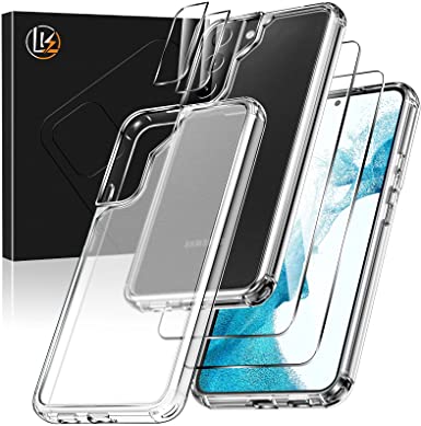 [5-in-1] LK for Samsung Galaxy S22 Plus Case, 2 Pack Tempered Glass Screen Protector 2 Packs Lens Protector,Matte-Finish, All-Round Protection, Shockproof, Anti-Scratches Kit for Galaxy S22   5G