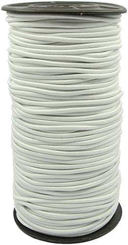 iCraft 0.1 inch / 2.5 mm Ruber Round Elastic Cord String Band 90 Yard-White/ 270 ft