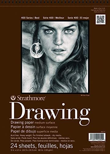 Strathmore 400500 80 lb 24-Sheets Medium Drawing Paper Pad, 11" by 14"