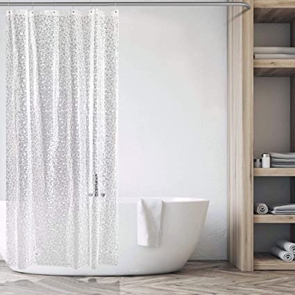 Carttiya Shower Curtains, EVA Material Waterproof and Mildew-proof, with 3 Magnets at The Bottom and a Shower Curtain clear Design, with 12 Stainless Steel Hooks