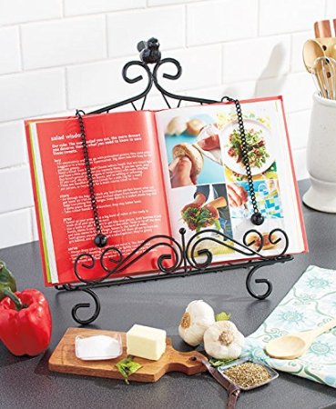 Iron Cookbook Stand ~ Book Holder Adorned with Bird