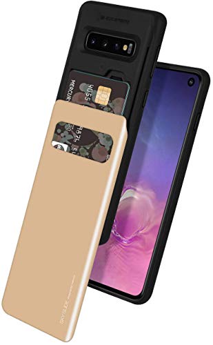 Goospery Galaxy S10 Case [Sliding Card Holder] Protective Dual Layer Bumper [TPU PC] Cover with Card Slot Wallet for Samsung Galaxy S10 (Gold) S10-SKY-GLD