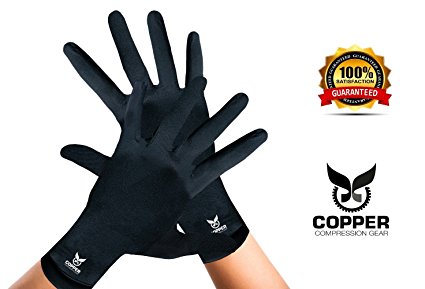 Arthritis Gloves By Copper Compression Gear (Full Finger) 100% GUARANTEED - Relieve Symptoms of Arthritis, RSI, Carpal Tunnel, Swollen Hands, Tendonitis & More! (Pair of Gloves - Medium)