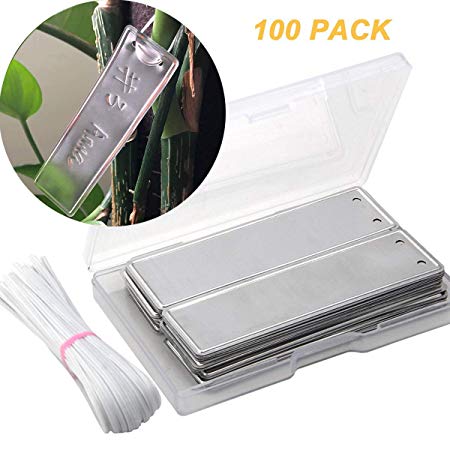 PinCute Aluminum Plant Labels, Metal Plant Tags, Tree ID Tags Durable & Waterproof Pot Label Tag Marker for Indoor Outdoor Gardening Nursery(100 Pack)