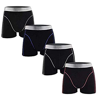 Men's Cotton Classic Pouch Boxer Briefs with Open Fly Underwear - 4 Pack