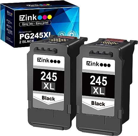 E-Z Ink (TM Ink Cartridge Replacement for Canon 245XL PG-245XL PG245XL PG-243 Compatible with Pixma TS3120 MG2520 MX492 TR4520 TS202 MG2525 MG3022 MG2522 MG2922 (2 Black)