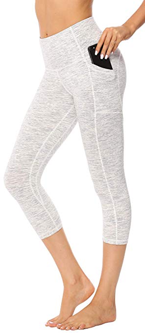 AFITNE Women’s High Waist Yoga Capri Leggings with Side Pockets, Tummy Control Workout Squat-Proof Yoga Pants